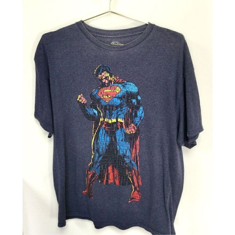 Vintage Superman Mens Dark Blue Marvel Comics Batman Super Hero T-Shirt Size XL